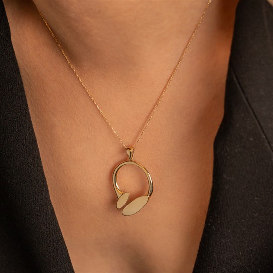 Altın Tasarım Sade 14 Ayar Kolye