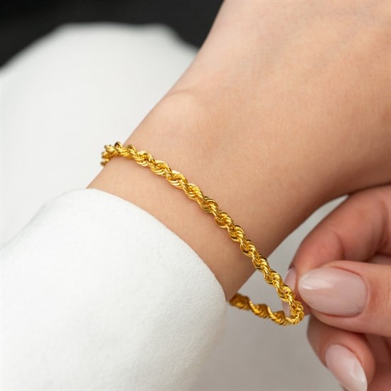 Halat Bileklik 3 mm 14 Ayar Altın