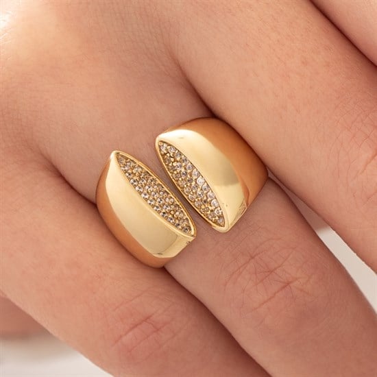 Taşlı Oval Model 14 Ayar Altın Yüzük