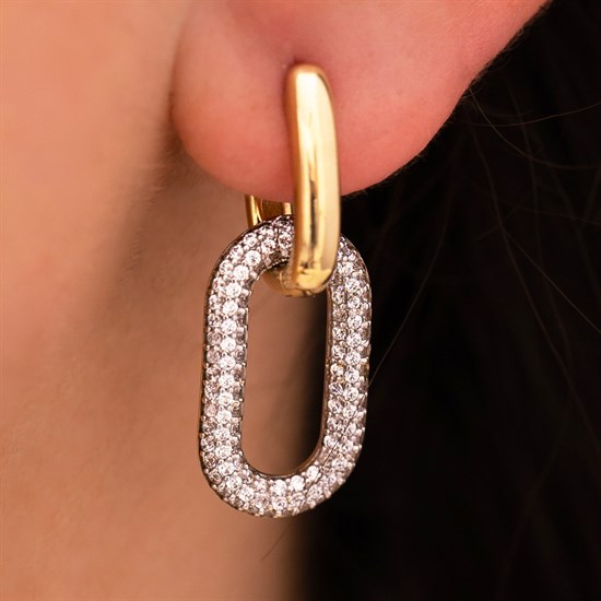 Cetaş Eterna Taşlı Sallantılı 14 Ayar Altın Küpe