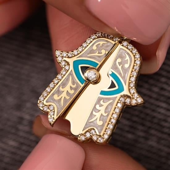 Açılabilir Fatma Ana Eli 14 Ayar Kolye Ucu