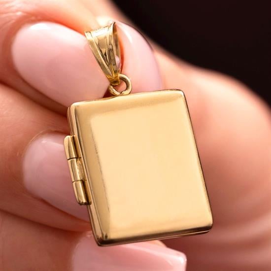 Açılabilir Kapaklı Dikdörtgen 14 Ayar Kolye Ucu