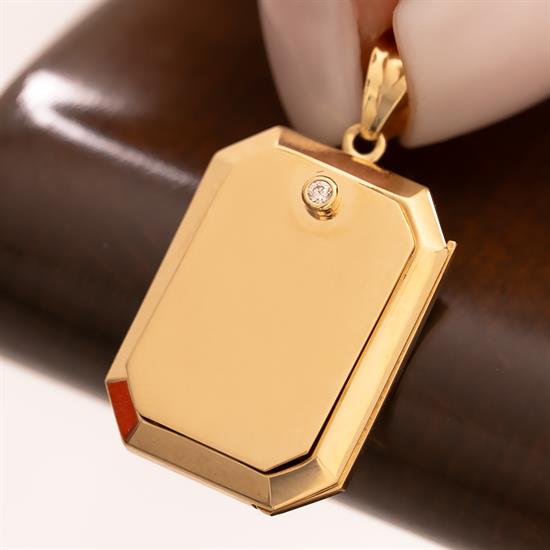 Açılabilir Kapaklı Sekizgen 14 Ayar Kolye Ucu