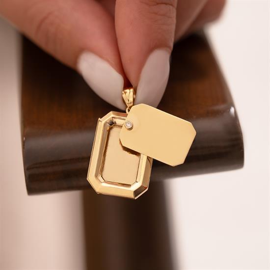 Açılabilir Kapaklı Sekizgen 14 Ayar Kolye Ucu