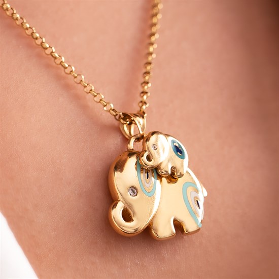 Cetaş Fortuna Altın Kolye Mineli Fil Kolye