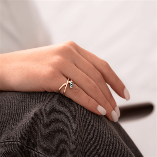 Cetaş Fortuna Nazar Mineli Tasarım 14 Ayar Altın Yüzük