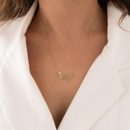 Aile Figürlü 14 Ayar Altın Kolye