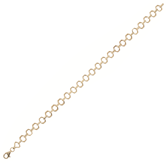 Altıgen Halkalı 14 Ayar Altın Bileklik