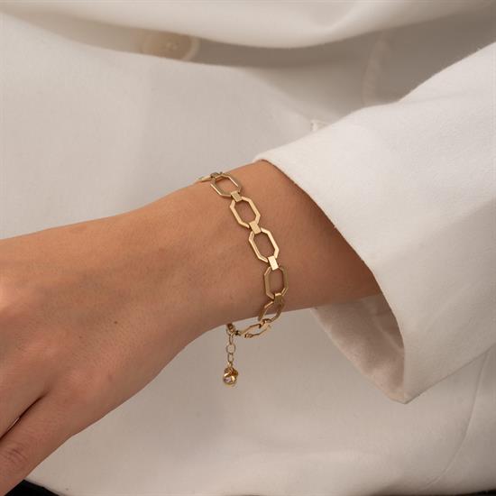 Altıgen Model 14 Ayar Altın Bileklik