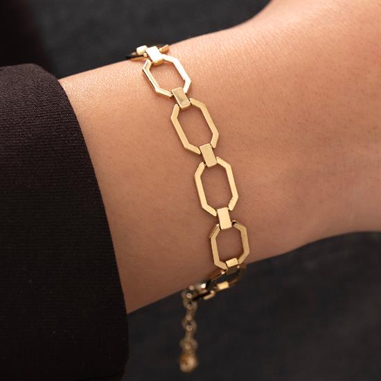 Altıgen Model 14 Ayar Altın Bileklik