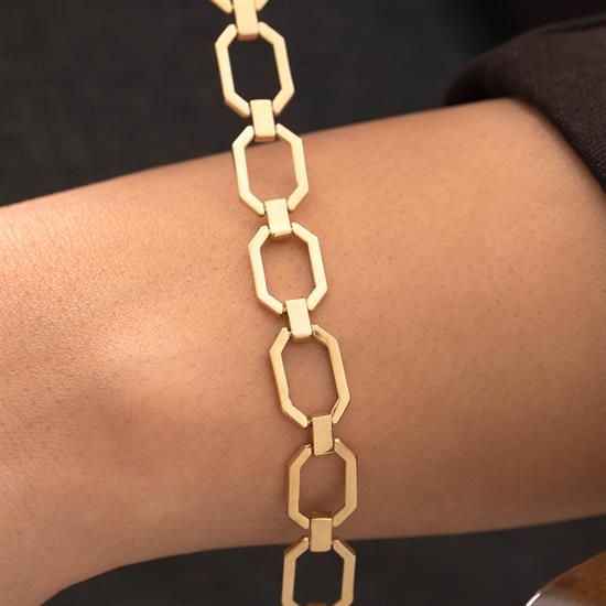 Altıgen Model 14 Ayar Altın Bileklik