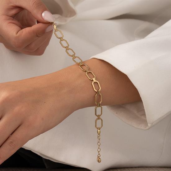 Altıgen Model 14 Ayar Altın Bileklik