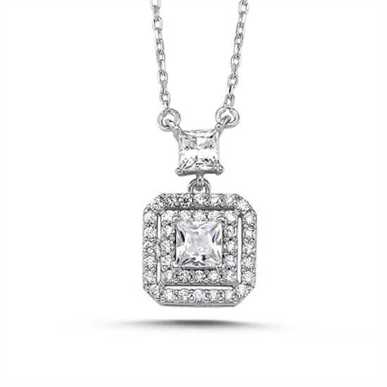 Baget Taşlı Kolye Altın