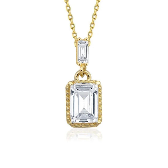 Altın Baget Taşlı Kolye