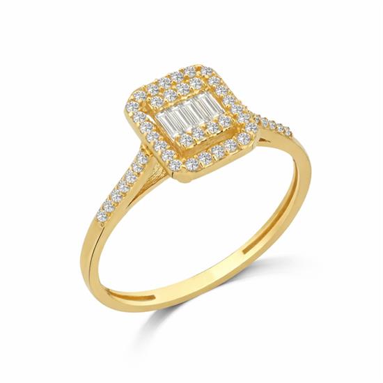 Kenarı Taşlı Altın Baget Yüzük