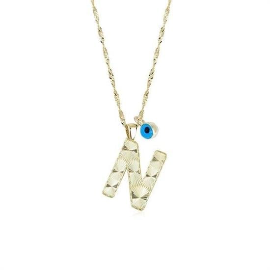 Altın N Harf Kolye 14 Ayar