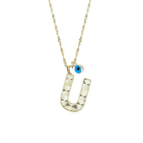 Altın U Harf Kolye 14 Ayar