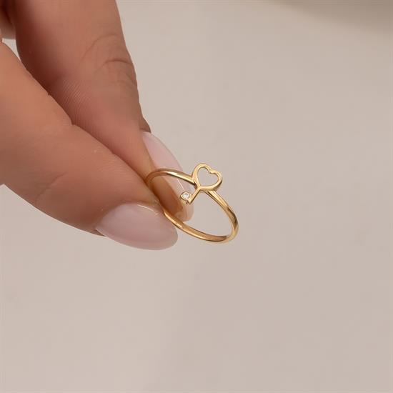 Anahtar Figürlü Kalp 14 Ayar Altın Yüzük