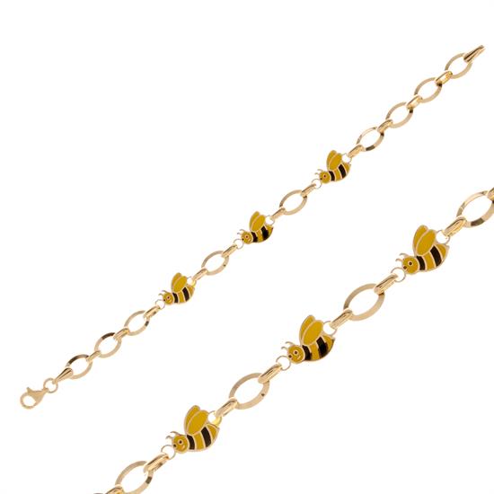 Arı Figürlü Çocuk Bileklik 14 Ayar Altın