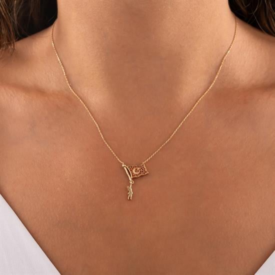 Ay Yıldız 14 Ayar Altın Kolye