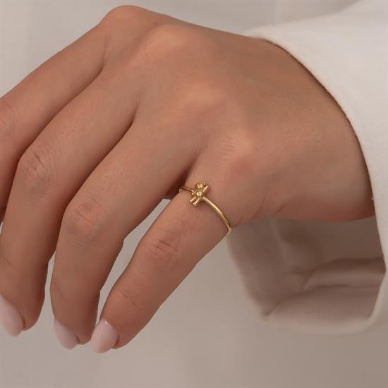 Ayı Figürlü 14 Ayar Altın Yüzük