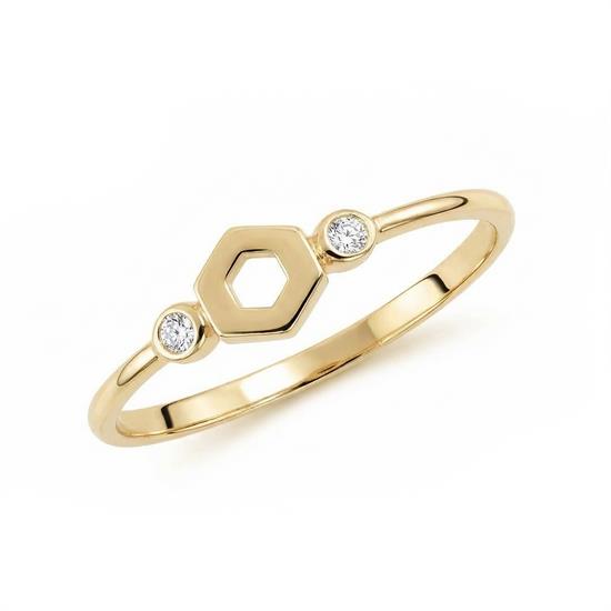 Taşlı Altın Petek 14 Ayar Yüzük