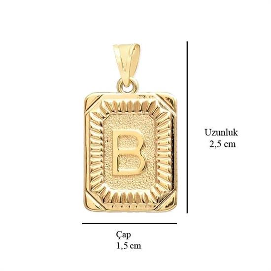 B Harfi 14 Ayar Altın Kolye Ucu