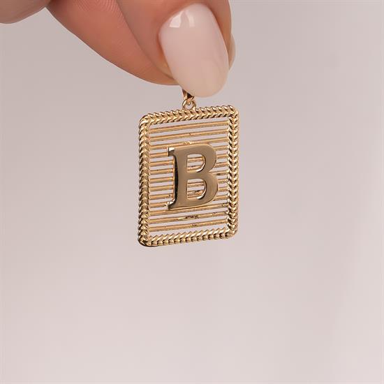 B Harfi Izgara Model 14 Ayar Kolye Ucu