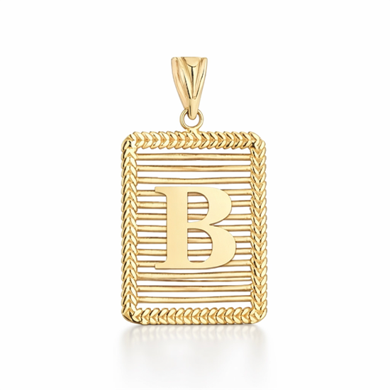 B Harfi Izgara Model 14 Ayar Kolye Ucu