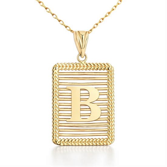 B Harfi Izgara Model 14 Ayar Kolye Ucu