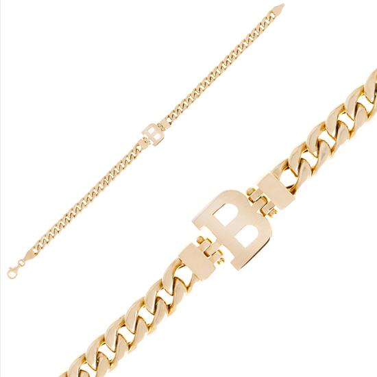 B Harfli 14 Ayar Altın Bileklik