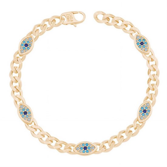 Anne Çocuk Nazar Boncuklu Gurmet Altın Bileklik