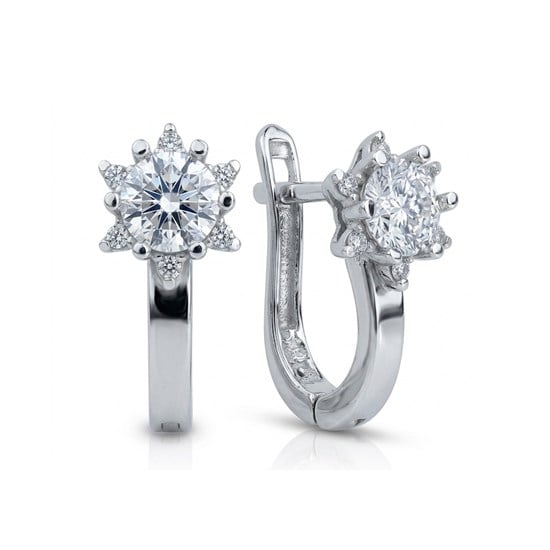 Çiçek Taşlı Küpe 14 Ayar Altın