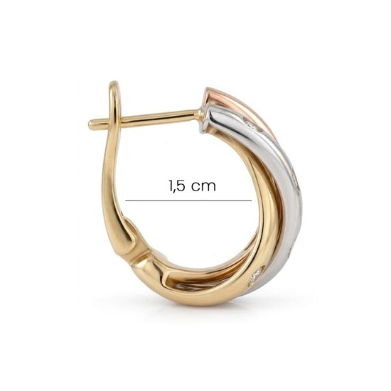 Cetaş Üç Renk 14 Ayar Altın Küpe