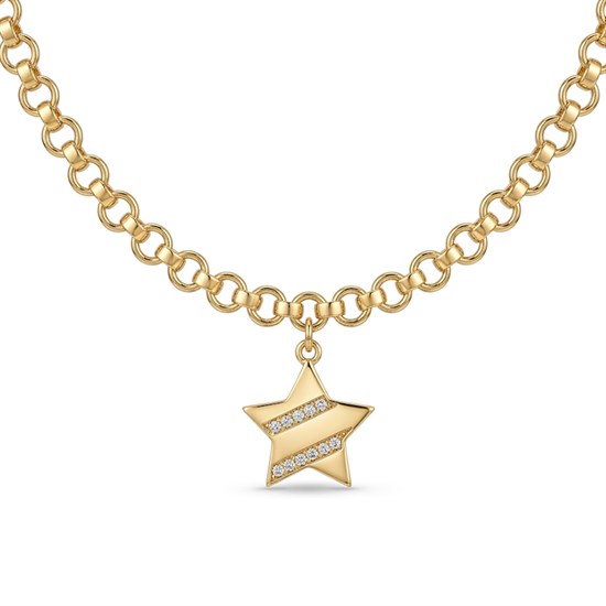 Çift Zincirli Yıldız 14 Ayar Altın Kolye