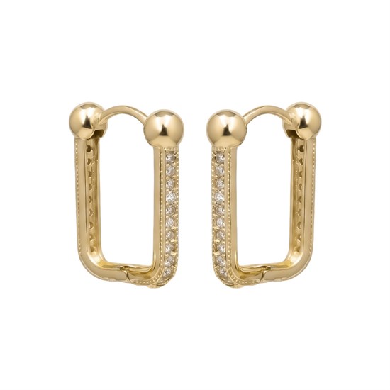 Taşlı Top Detaylı Küpe 14 Ayar Altın