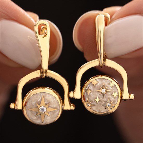 Cetaş Polaris Sedef Mineli 14 Ayar Altın Küpe