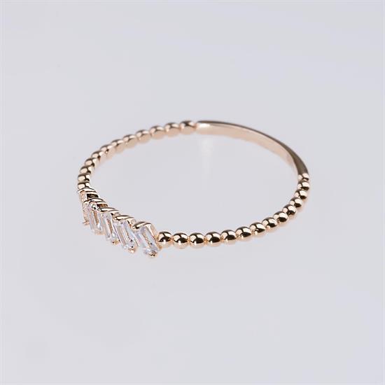 Baget Beş Taşlı Spor 14 Ayar Altın Yüzük