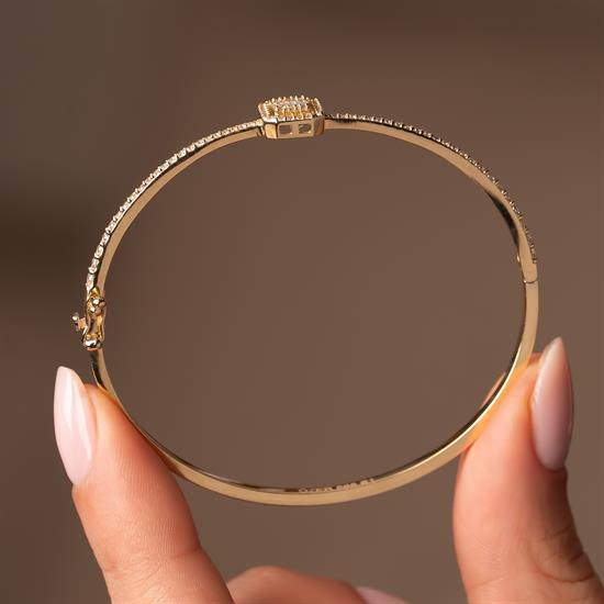 Baget Taşlı 14 Ayar Altın Kelepçe