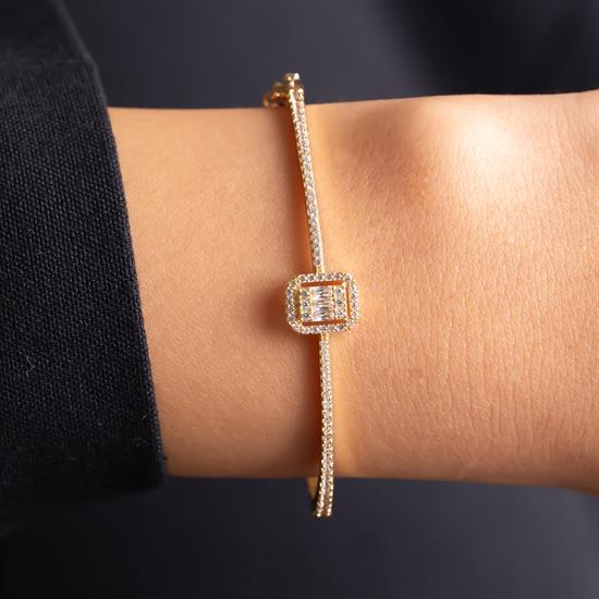 Baget Taşlı 14 Ayar Altın Kelepçe