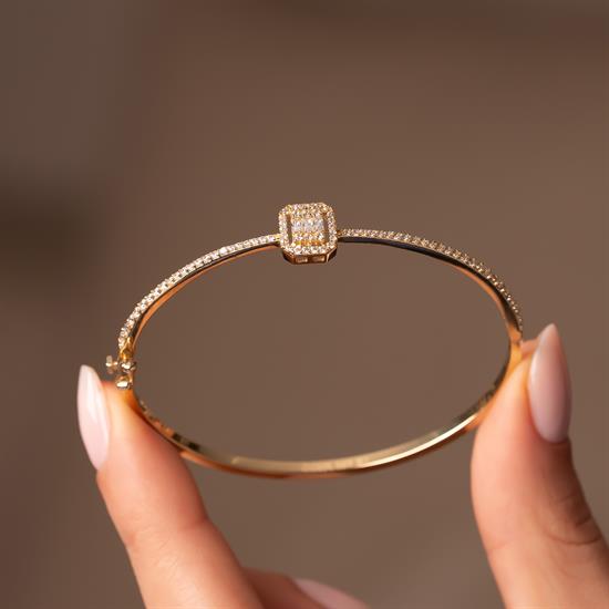 Baget Taşlı 14 Ayar Altın Kelepçe