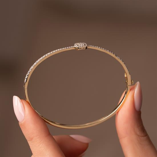 Baget Taşlı 14 Ayar Beyaz Altın Kelepçe