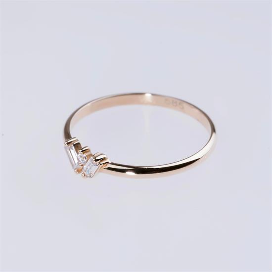 Baget Taşlı 14 Ayar Çıtır Altın Yüzük