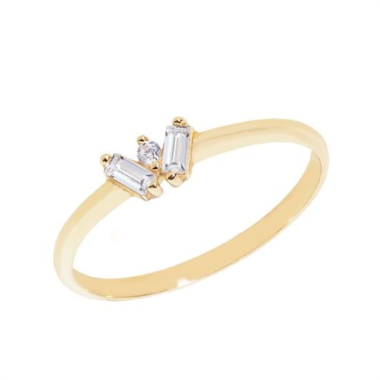 Baget Taşlı 14 Ayar Çıtır Altın Yüzük