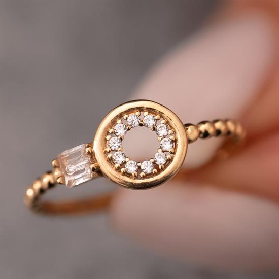 Baget Taşlı Spor 14 Ayar Altın Yüzük