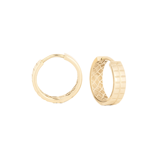 Baklava Desen Halka Küpe 14 Ayar Altın