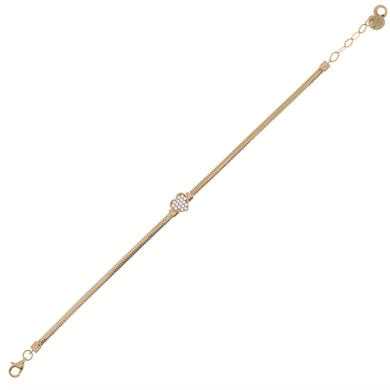 Balıksırtı Kalpli Taşlı 14 Ayar Altın Bileklik 