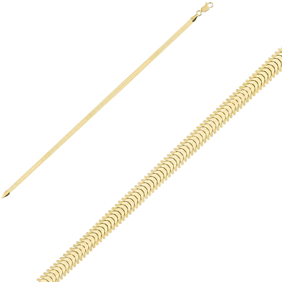 Balıksırtı Modeli 14 Ayar Altın Bileklik 3Mm
