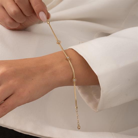 Balıksırtı Yonca 14 Ayar Altın Bileklik