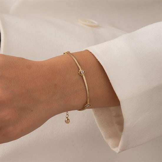 Balıksırtı Yonca 14 Ayar Altın Bileklik